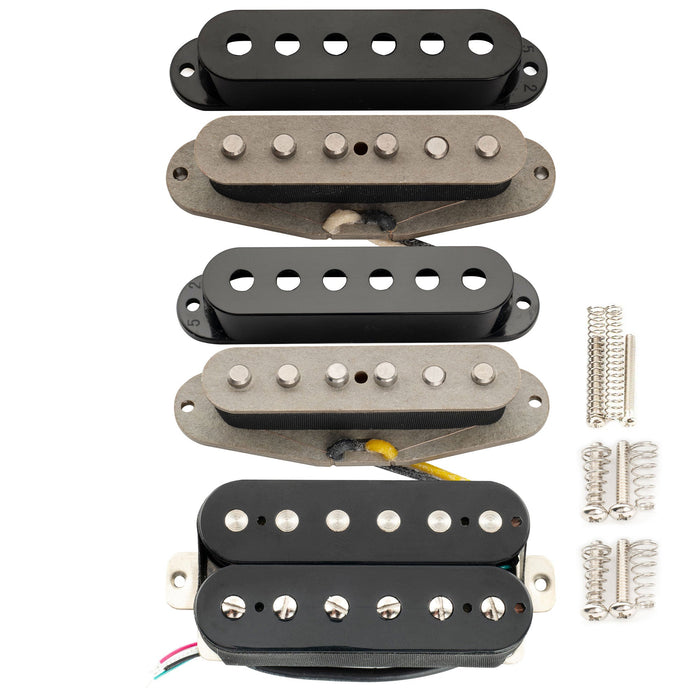ミュージックリリー プロ ST-TX アルニコ5 スタガード シングルコイルピックアップ & カバーなしハムバッカー ST-HSS ネック・ミドル・ブリッジピックアップセット Stratタイプ エレキギター用