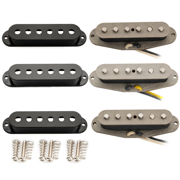 Musiclily Pro ST-TX スタッガードアルニコ5 シングルコイルネック/ミドル/ブリッジピックアップセット Stratスタイル エレキギター用