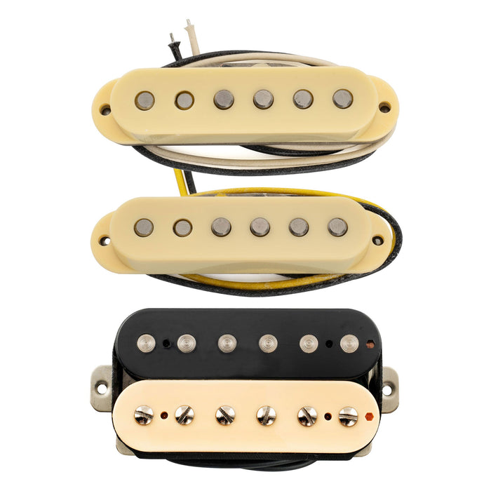 ミュージックリリー プロ ST-TX アルニコ5 スタガード シングルコイルピックアップ & カバーなしハムバッカー ST-HSS ネック・ミドル・ブリッジピックアップセット Stratタイプ エレキギター用