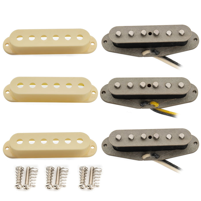 Musiclily Pro ST-TX スタッガードアルニコ5 シングルコイルネック/ミドル/ブリッジピックアップセット Stratスタイル エレキギター用