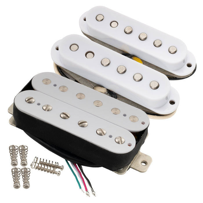Musiclily Pro ST-TX Alnico 5 Juego de Pastillas de Bobina Simple Escalonadas y Humbucker Descubiertas ST-HSS para Guitarra Eléctrica Estilo Strat