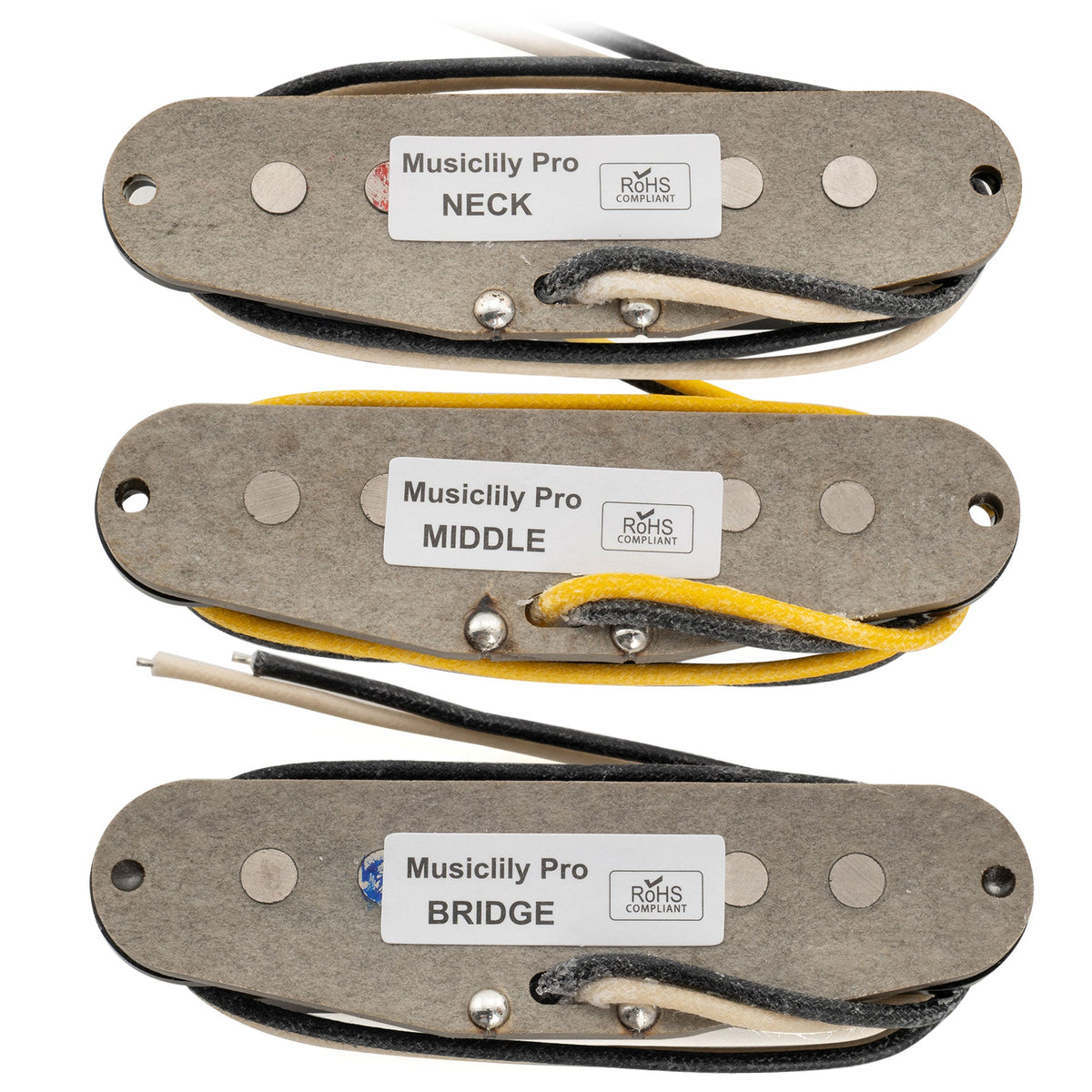 Musiclily Pro ST-FAT50S Staffelte Alnico 5 Single-Coil Hals-, Mittel- und Stegtonabnehmer Set für Strat-Style E-Gitarre