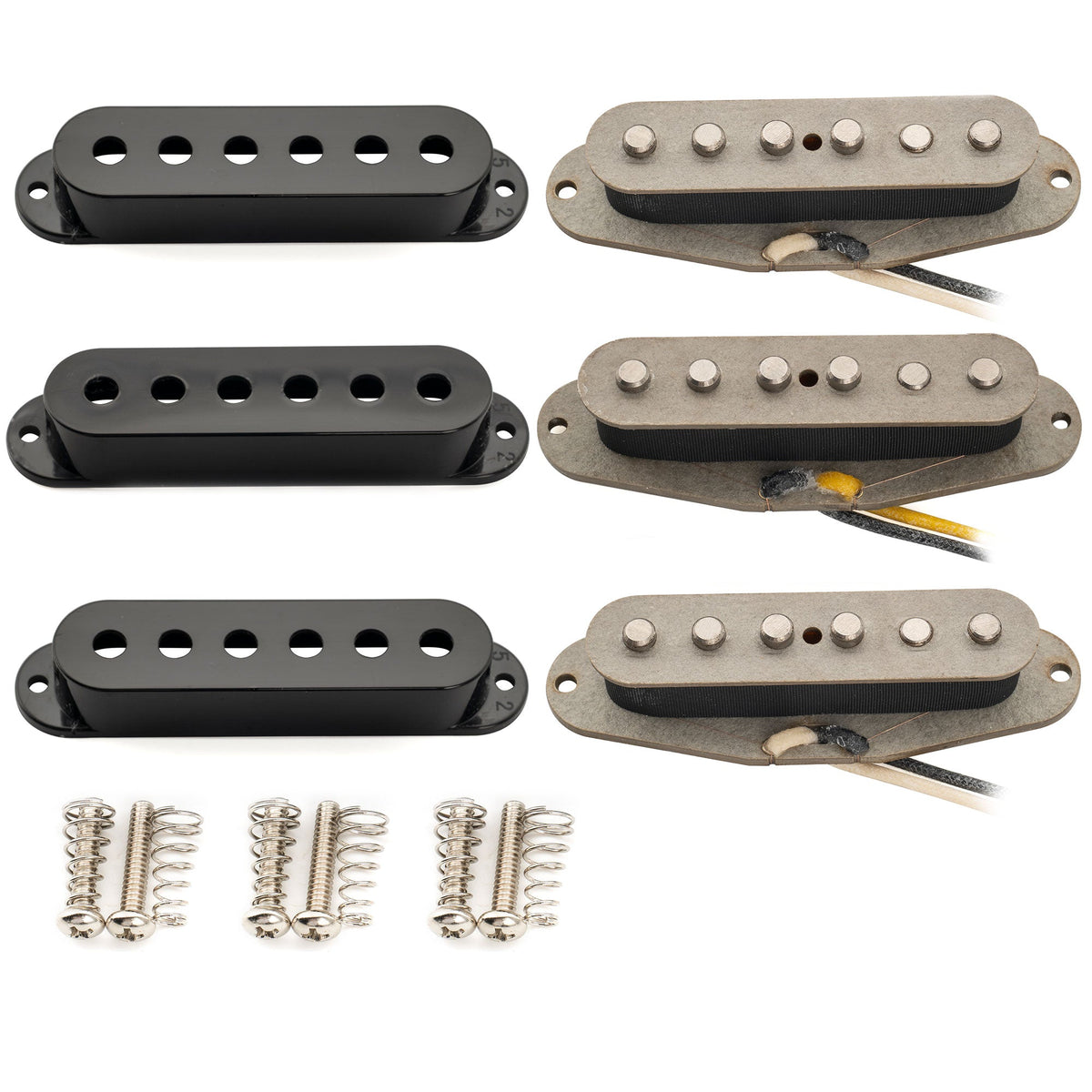 Musiclily Pro ST-FAT50S Staffelte Alnico 5 Single-Coil Hals-, Mittel- und Stegtonabnehmer Set für Strat-Style E-Gitarre