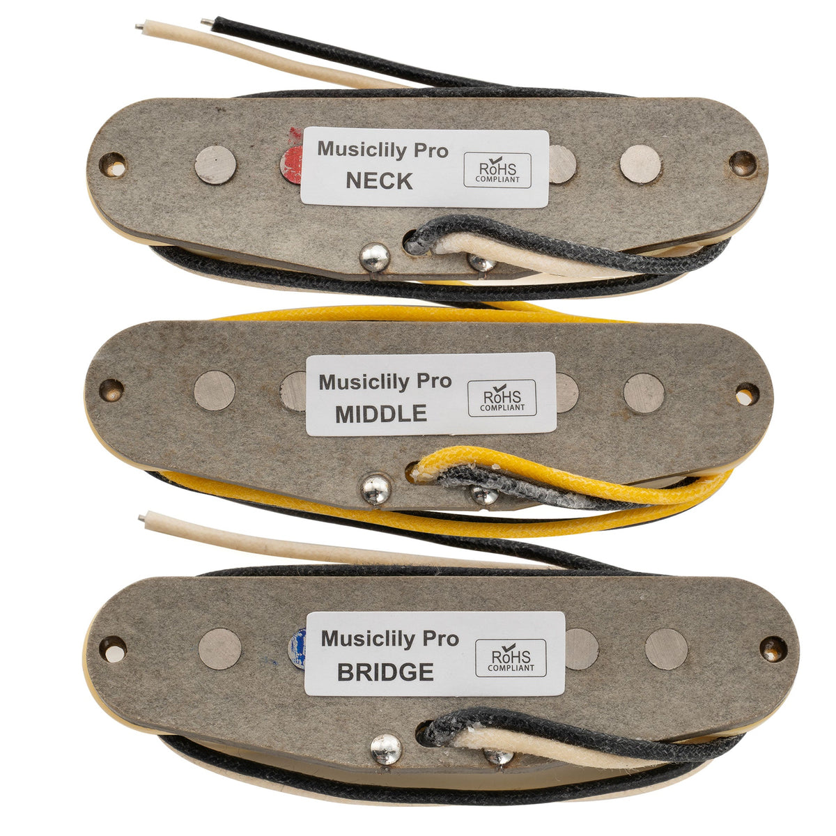 Musiclily Pro ST-FAT50S Staffelte Alnico 5 Single-Coil Hals-, Mittel- und Stegtonabnehmer Set für Strat-Style E-Gitarre