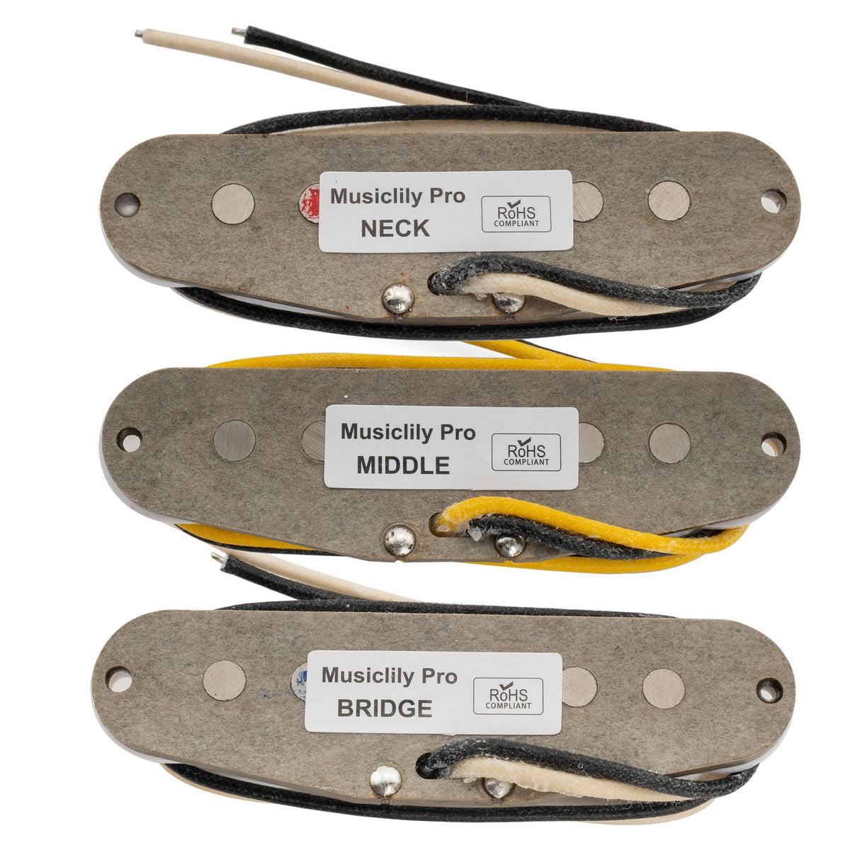 Musiclily Pro ST-FAT50S Staffelte Alnico 5 Single-Coil Hals-, Mittel- und Stegtonabnehmer Set für Strat-Style E-Gitarre