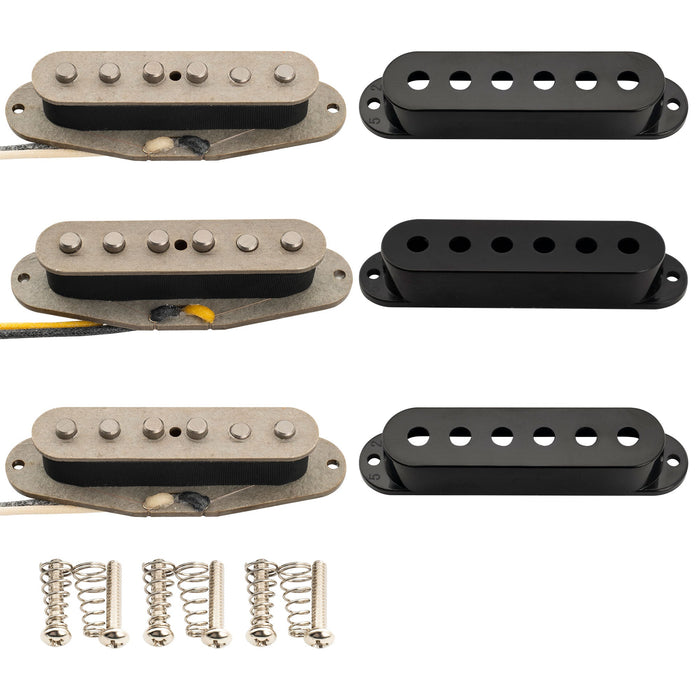 Musiclily Pro ST-FAT60S スタッガードアルニコ2 シングルコイルネック/ミドル/ブリッジピックアップセット Stratスタイル エレキギター用