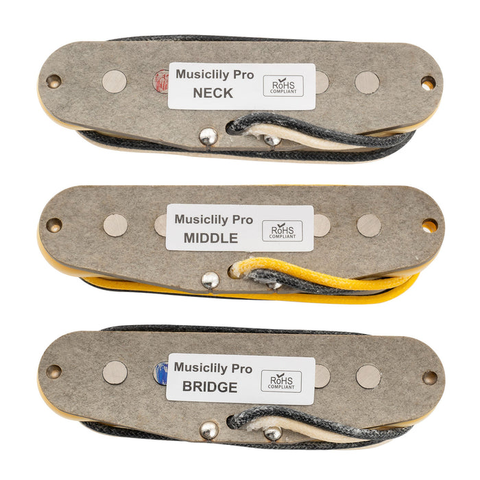 Musiclily Pro ST-FAT60S スタッガードアルニコ2 シングルコイルネック/ミドル/ブリッジピックアップセット Stratスタイル エレキギター用