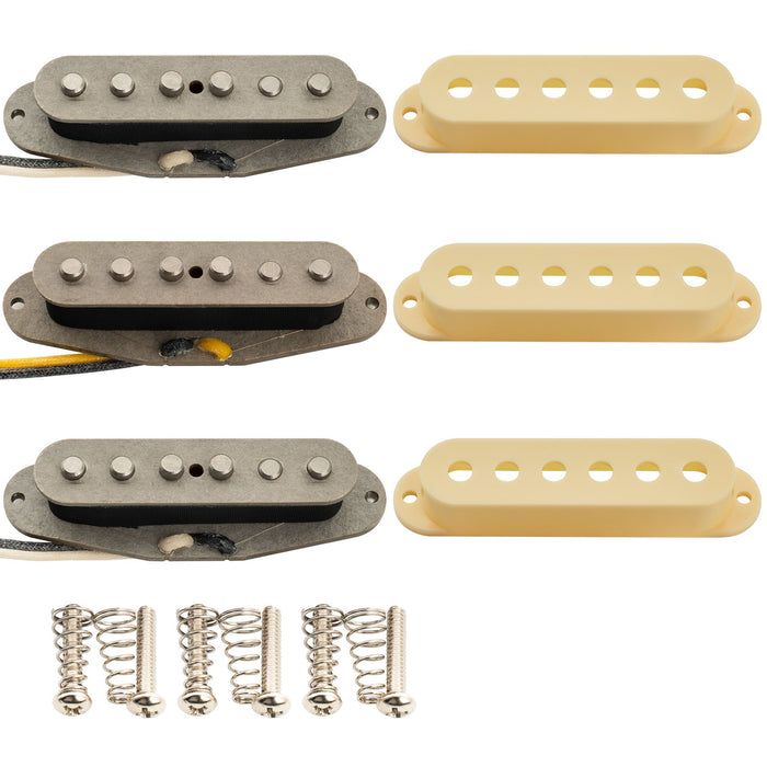 Musiclily Pro ST-FAT60S スタッガードアルニコ2 シングルコイルネック/ミドル/ブリッジピックアップセット Stratスタイル エレキギター用