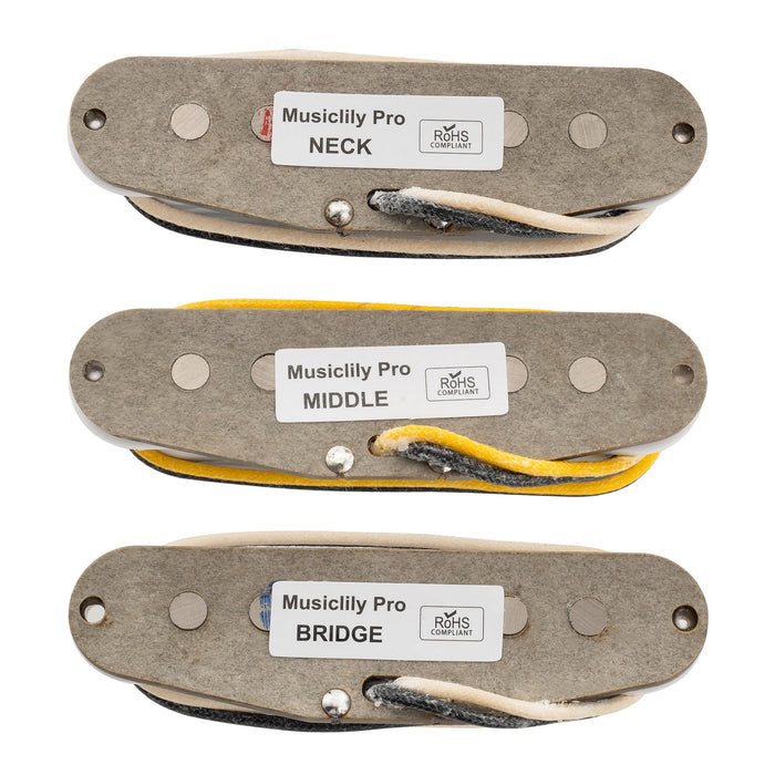 Musiclily Pro ST-FAT60S スタッガードアルニコ2 シングルコイルネック/ミドル/ブリッジピックアップセット Stratスタイル エレキギター用