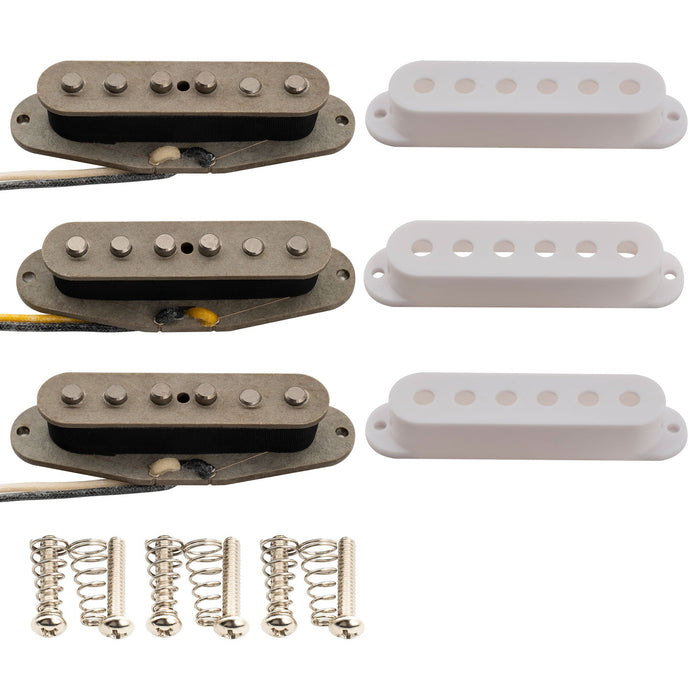 Musiclily Pro ST-FAT60S スタッガードアルニコ2 シングルコイルネック/ミドル/ブリッジピックアップセット Stratスタイル エレキギター用