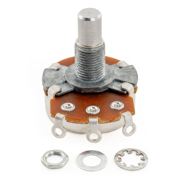 Alpha A250K Potenciómetros de eje sólido estándar métrico de 9,5 mm con curva logarítmica (audio taper) para guitarra eléctrica o bajo estilo ST/Tele/Mustang/Ibanez (juego de 2)