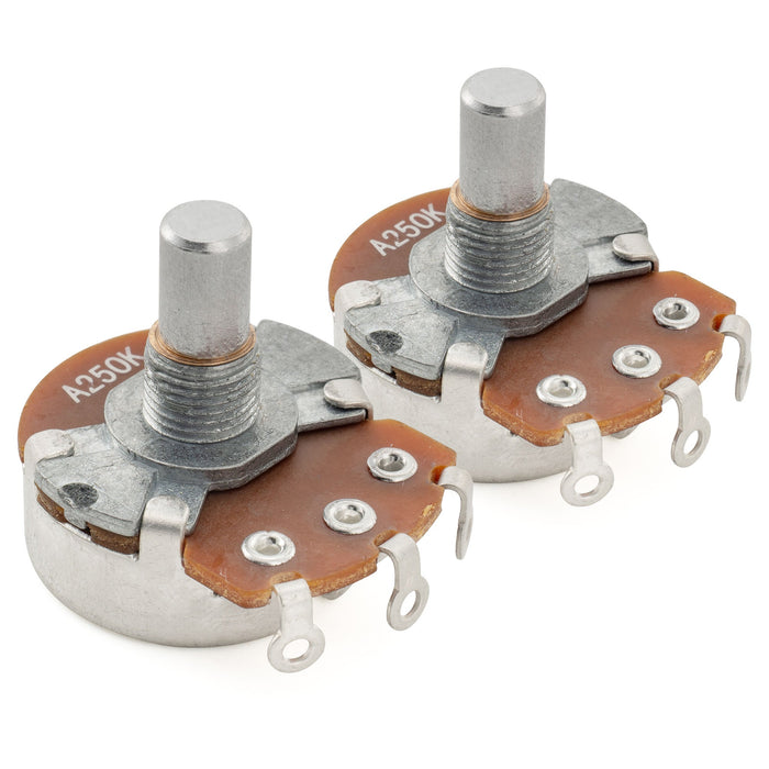 Alpha 250K Pots Metric Solid Short Shaft 6.5mm Audio Taper Potentiometers for Electric Guitar Bass (Set of 2)