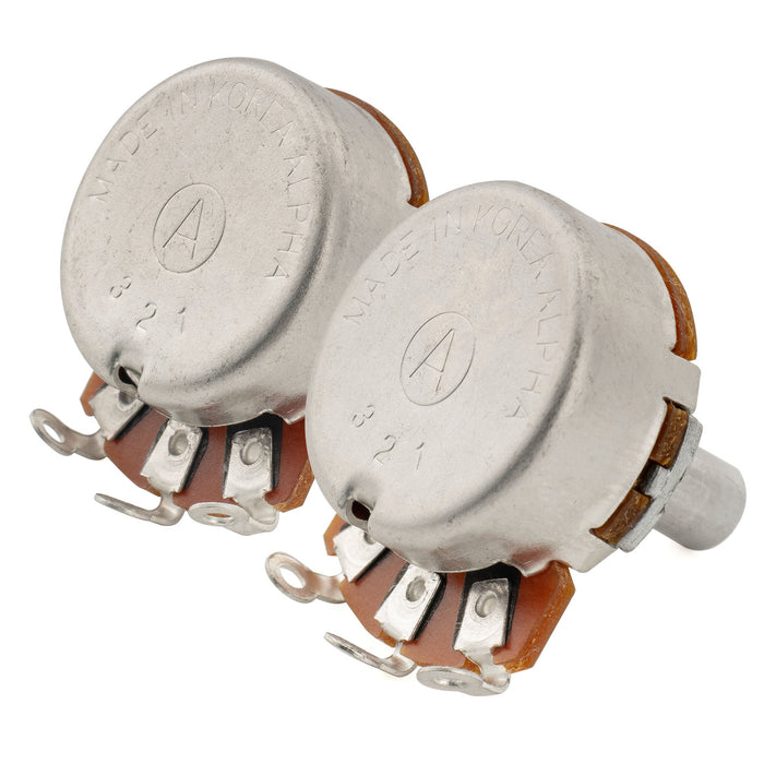 Alpha A250K+B250K Pots Metric Solid Short Shaft 6.5mm Audio Linear Taper Potentiometers for Tele PB JB Style Electric Guitar Bass (Set of 1A1B)