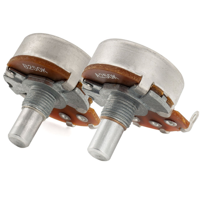 Alpha A250K+B250K Pots Metric Solid Short Shaft 6.5mm Audio Linear Taper Potentiometers for Tele PB JB Style Electric Guitar Bass (Set of 1A1B)