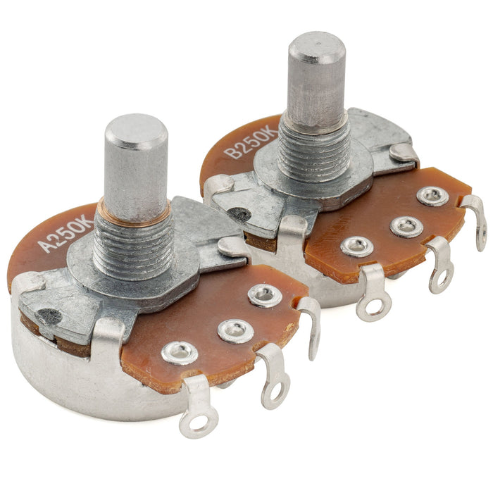 Alpha A250K+B250K Pots Metric Solid Short Shaft 6.5mm Audio Linear Taper Potentiometers for Tele PB JB Style Electric Guitar Bass (Set of 1A1B)