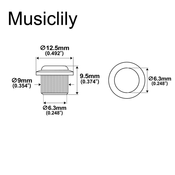 Musiclily Ultra Solid Brass 9mm Vintage Style Tuner Bushings Tuning Pegs Ferrules for Squier Style Electric Guitar, Set of 6 Musiclily Ultra