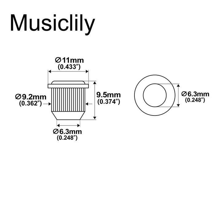 Musiclily Ultra Solid Brass 9.2mm Vintage Style Tuner Bushings Tuning Pegs Ferrules for Epiphone Style Electric Guitar, Set of 6 Musiclily Ultra