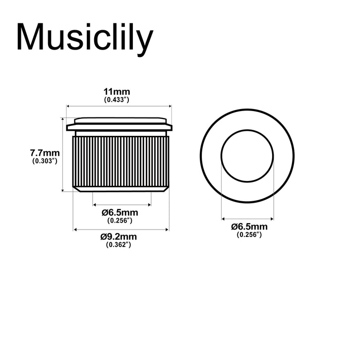 Musiclily Ultra Solid Brass 9.2mm Vintage Style Tuner Bushings Tuning Pegs Ferrules for Fender Style Electric Guitar, Set of 6 Musiclily Ultra