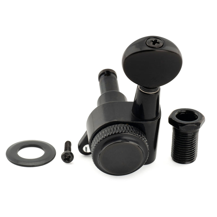 Musiclily Pro R18K 左利き用 6-in-line 18:1比 完全密封式ロック付きマシンヘッド チューナー チューニングペグキー ヴィンテージオーバルボタン 45度ネジ Strat Teleスタイルエレキギター用