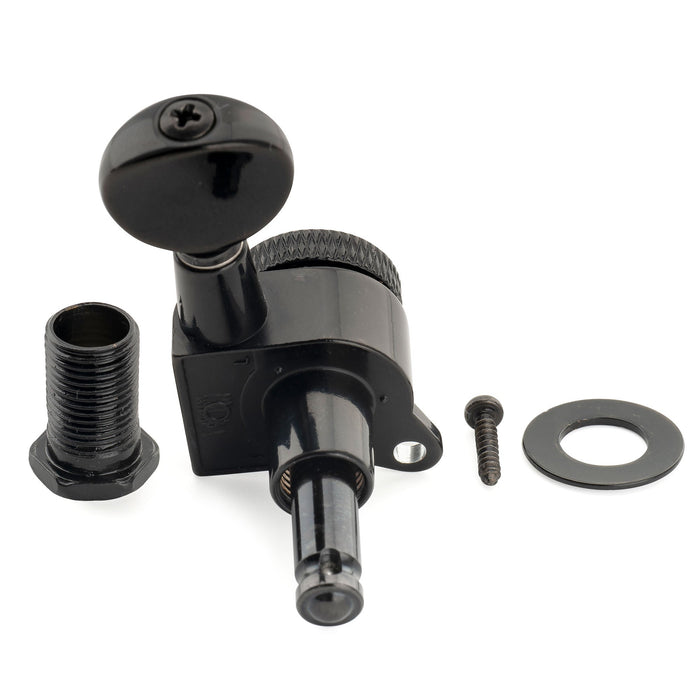 Musiclily Pro Single 18:1 Ratio Full Sealed Locking Machine Head Treble Side Tuner Tuning Peg Key with Vintage Oval Button 45 Degree Screw for Strat Tele Style Electric Guitar