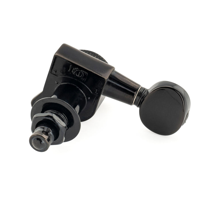Musiclily Pro Single 18:1 Ratio Full Sealed Locking Machine Head Treble Side Tuner Tuning Peg Key with Vintage Oval Button 45 Degree Screw for Strat Tele Style Electric Guitar