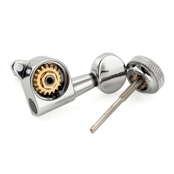 Musiclily Pro R18K 左利き用 6-in-line 18:1比 完全密封式ロック付きマシンヘッド チューナー チューニングペグキー ヴィンテージオーバルボタン 45度ネジ Strat Teleスタイルエレキギター用