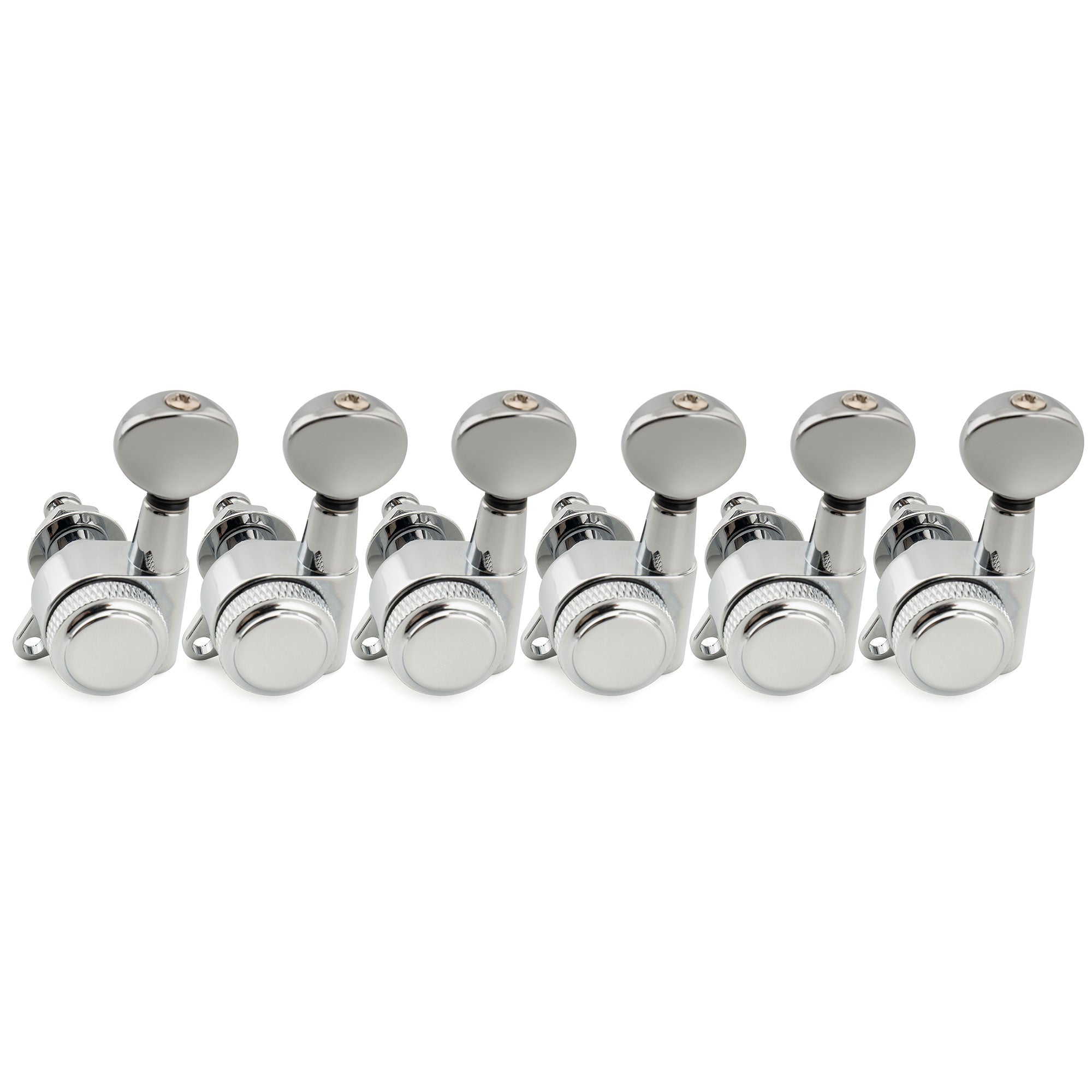 Musiclily Pro R18K Left-Handed 6-in-line 18:1 Ratio Full Sealed Locking Machine Heads Tuners Tuning Pegs Keys with Vintage Oval Button 45 Degree Screw for Strat Tele Style Electric Guitar Musiclily Pro