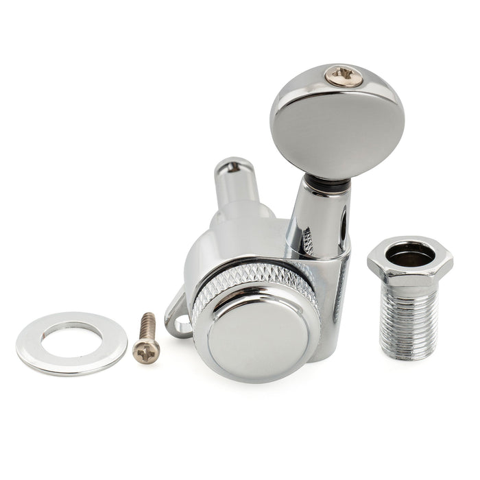 Musiclily Pro Single 18:1 Ratio Full Sealed Locking Machine Head Treble Side Tuner Tuning Peg Key with Vintage Oval Button 45 Degree Screw for Strat Tele Style Electric Guitar