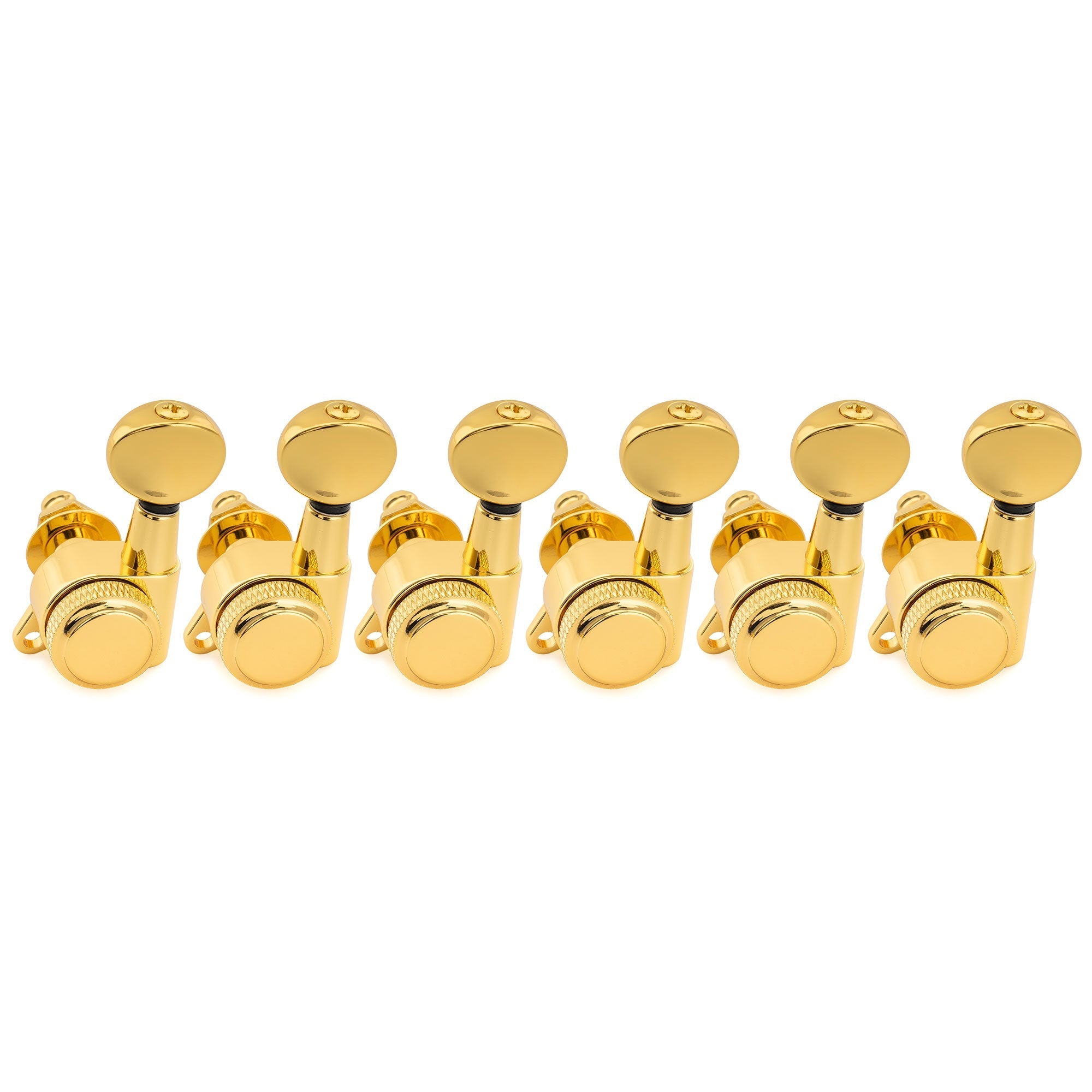 Musiclily Pro R18K Left-Handed 6-in-line 18:1 Ratio Full Sealed Locking Machine Heads Tuners Tuning Pegs Keys with Vintage Oval Button 45 Degree Screw for Strat Tele Style Electric Guitar Musiclily Pro