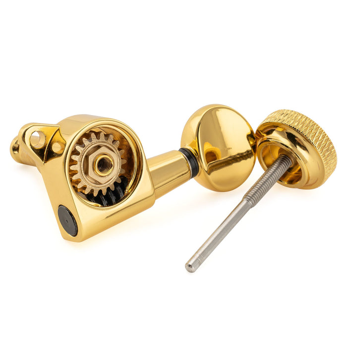 Musiclily Pro R18K 単体 18:1比 完全密封式ロック付きマシンヘッド トレブルサイド チューナー チューニングペグキー ヴィンテージオーバルボタン 45度ネジ Strat Teleスタイルエレキギター用