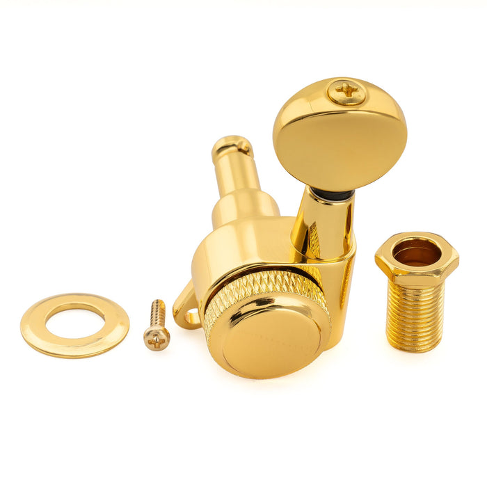 Musiclily Pro Single 18:1 Ratio Full Sealed Locking Machine Head Treble Side Tuner Tuning Peg Key with Vintage Oval Button 45 Degree Screw for Strat Tele Style Electric Guitar