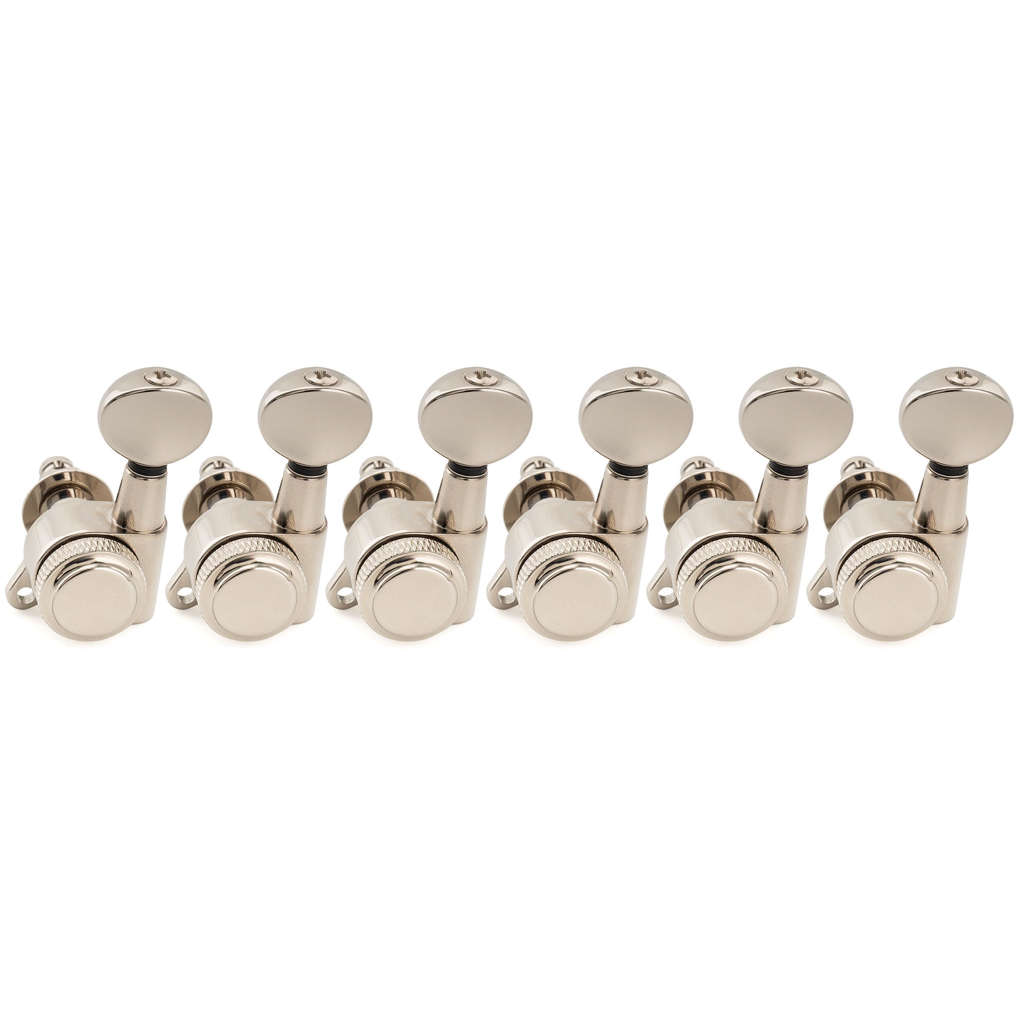 Musiclily Pro R18K Left-Handed 6-in-line 18:1 Ratio Full Sealed Locking Machine Heads Tuners Tuning Pegs Keys with Vintage Oval Button 45 Degree Screw for Strat Tele Style Electric Guitar Musiclily Pro