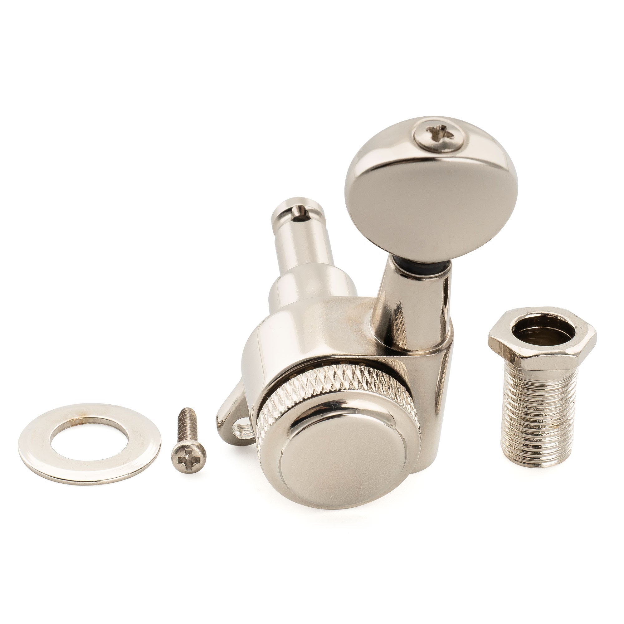 Musiclily Pro R18K Left-Handed 6-in-line 18:1 Ratio Full Sealed Locking Machine Heads Tuners Tuning Pegs Keys with Vintage Oval Button 45 Degree Screw for Strat Tele Style Electric Guitar Musiclily Pro