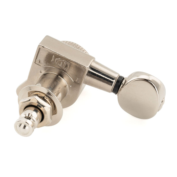 Musiclily Pro Left-Handed 6-in-line 18:1 Ratio Full Sealed Locking Machine Heads Tuners Tuning Pegs Keys with Vintage Oval Button 45 Degree Screw for Strat Tele Style Electric Guitar