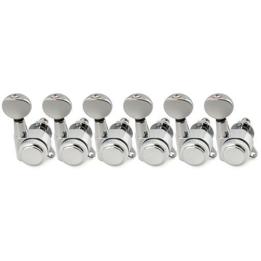 Musiclily Pro R18K 6-in-line 18:1 Ratio Full Sealed Locking Machine Heads Tuners Tuning Pegs Keys with Vintage Oval Button 45 Degree Screw for Strat Tele Style Electric Guitar Musiclily Pro