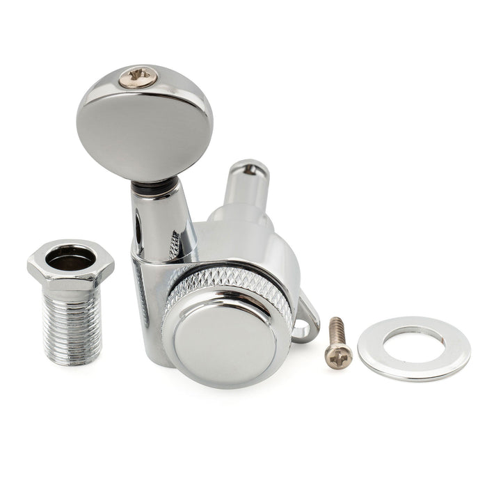 Musiclily Pro Single 18:1 Ratio Full Sealed Locking Machine Head Bass Side Tuner Tuning Peg Key with Vintage Oval Button 45 Degree Screw for Strat Tele Style Electric Guitar