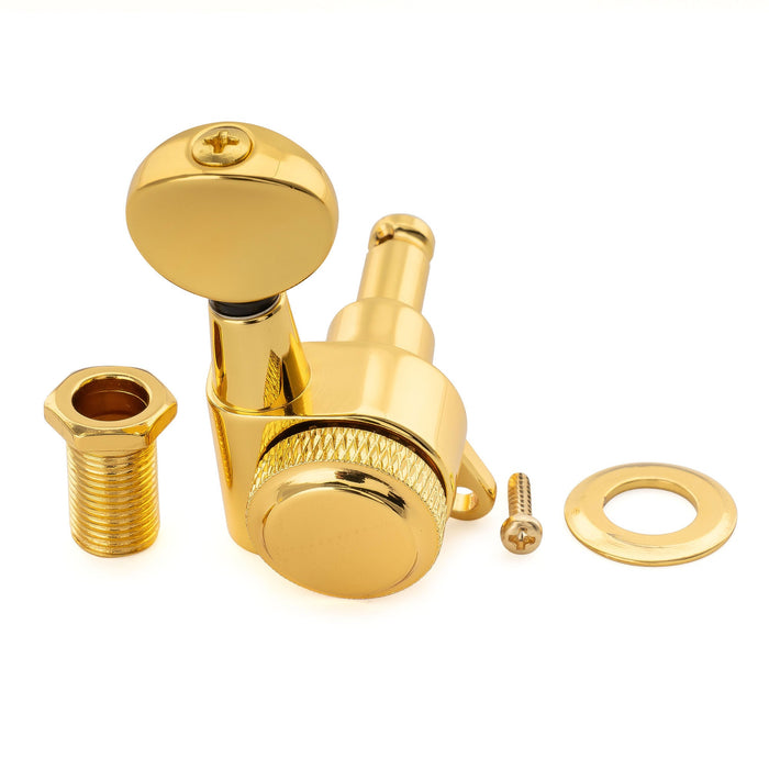 Musiclily Pro Single 18:1 Ratio Full Sealed Locking Machine Head Bass Side Tuner Tuning Peg Key with Vintage Oval Button 45 Degree Screw for Strat Tele Style Electric Guitar
