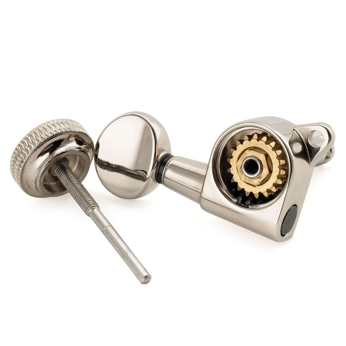 Musiclily Pro Single 18:1 Ratio Full Sealed Locking Machine Head Bass Side Tuner Tuning Peg Key with Vintage Oval Button 45 Degree Screw for Strat Tele Style Electric Guitar
