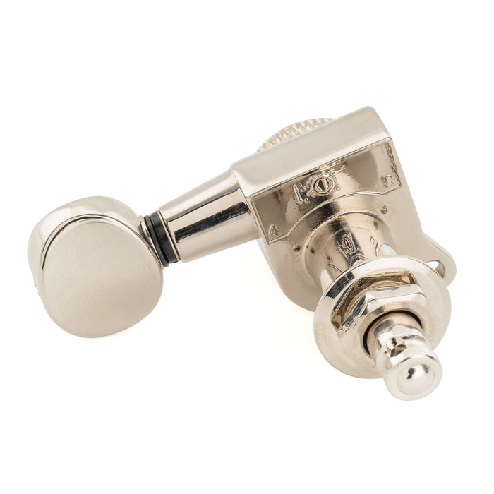 Musiclily Pro Single 18:1 Ratio Full Sealed Locking Machine Head Bass Side Tuner Tuning Peg Key with Vintage Oval Button 45 Degree Screw for Strat Tele Style Electric Guitar