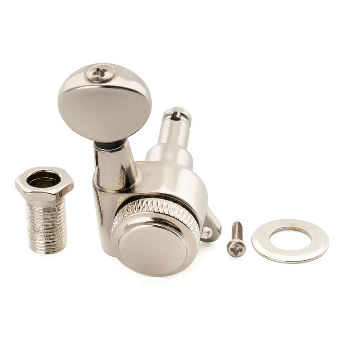 Musiclily Pro Single 18:1 Ratio Full Sealed Locking Machine Head Bass Side Tuner Tuning Peg Key with Vintage Oval Button 45 Degree Screw for Strat Tele Style Electric Guitar