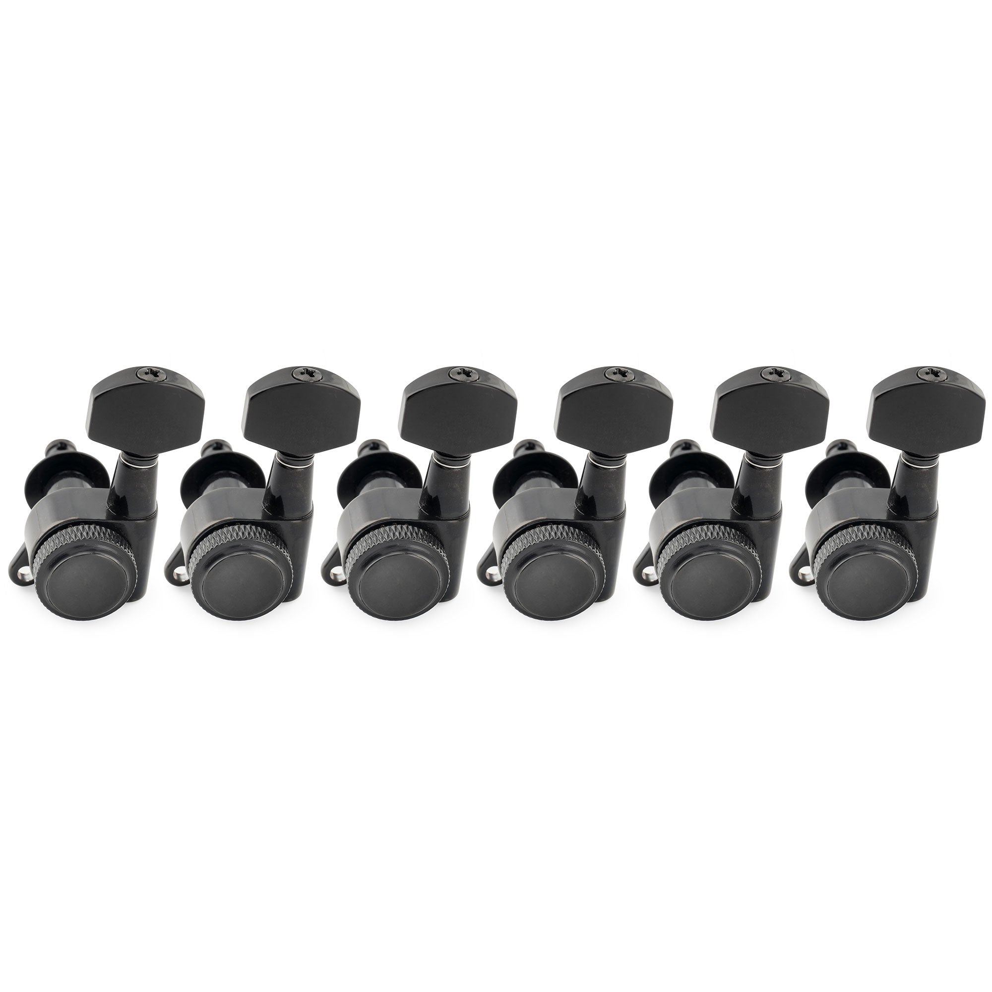 Musiclily Pro R18K Left-Handed 6-in-line 18:1 Ratio Full Sealed Locking Machine Heads Tuners Tuning Pegs Keys with Hex Button 45 Degree Screw for Strat Tele Style Electric Guitar Musiclily Pro