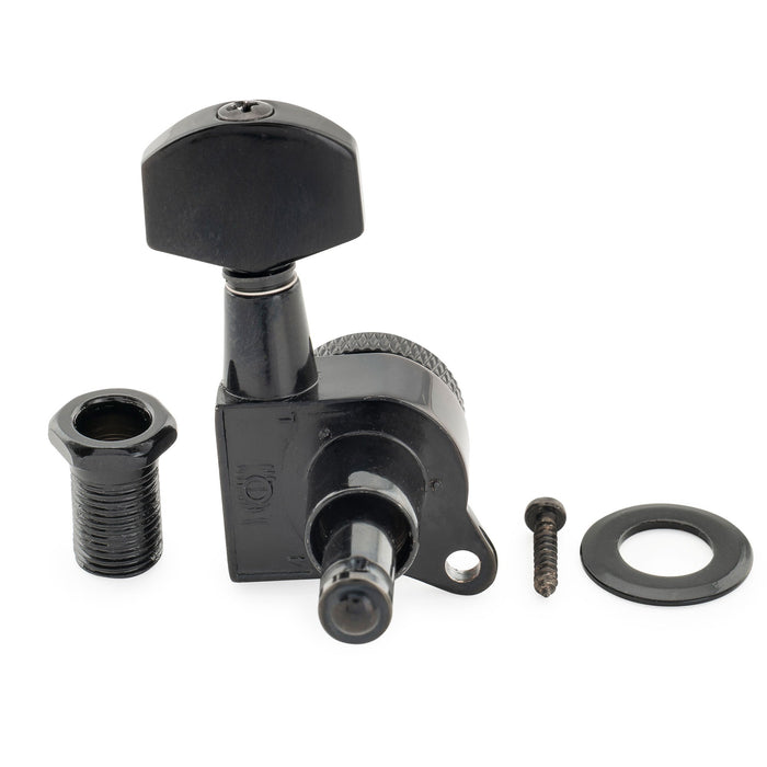 Musiclily Pro R18K 左利き用 6-in-line 18:1比 完全密封式ロック付きマシンヘッド チューナー チューニングペグキー 六角ボタン 45度ネジ Strat Teleスタイルエレキギター用