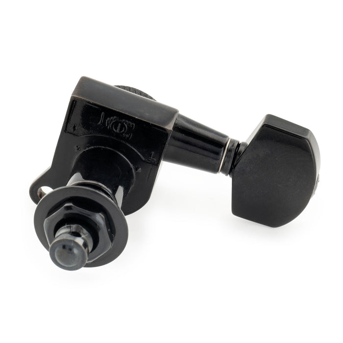 Musiclily Pro R18K 左利き用 6-in-line 18:1比 完全密封式ロック付きマシンヘッド チューナー チューニングペグキー 六角ボタン 45度ネジ Strat Teleスタイルエレキギター用