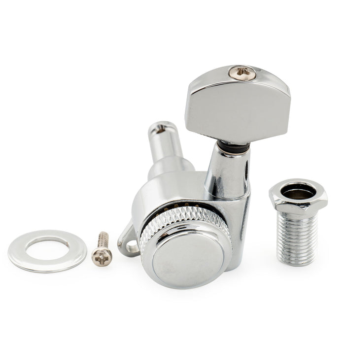 Musiclily Pro R18K 左利き用 6-in-line 18:1比 完全密封式ロック付きマシンヘッド チューナー チューニングペグキー 六角ボタン 45度ネジ Strat Teleスタイルエレキギター用