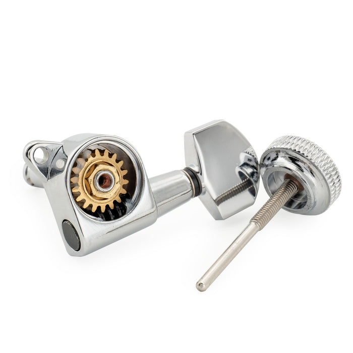 Musiclily Pro R18K 左利き用 6-in-line 18:1比 完全密封式ロック付きマシンヘッド チューナー チューニングペグキー 六角ボタン 45度ネジ Strat Teleスタイルエレキギター用