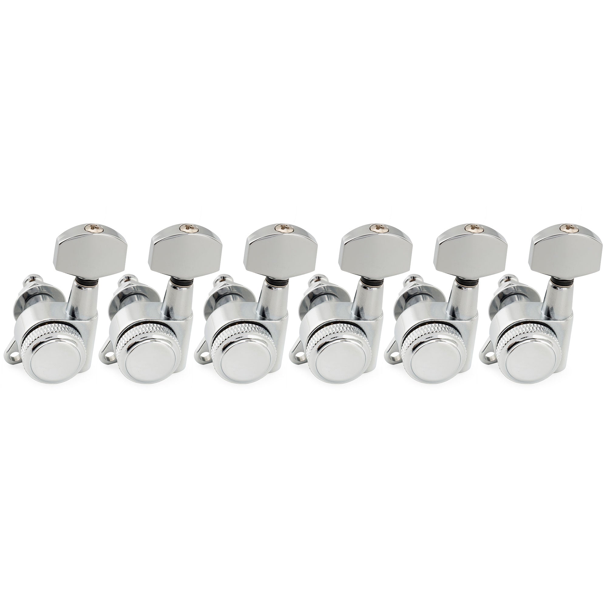 Musiclily Pro R18K Left-Handed 6-in-line 18:1 Ratio Full Sealed Locking Machine Heads Tuners Tuning Pegs Keys with Hex Button 45 Degree Screw for Strat Tele Style Electric Guitar Musiclily Pro
