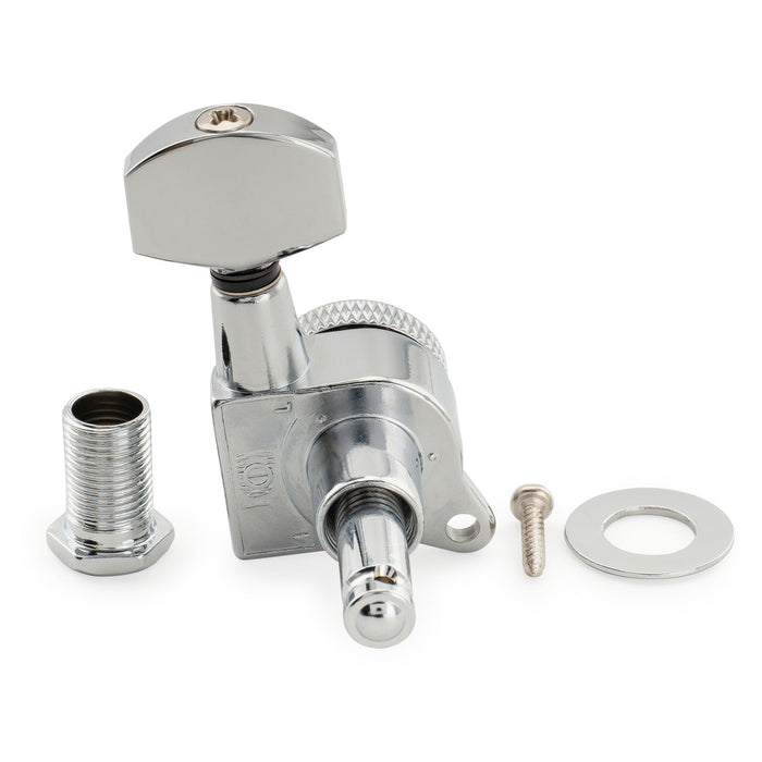 Musiclily Pro R18K Single 18:1 Ratio Full Sealed Locking Machine Head Treble Side Tuner Tuning Peg Key with Hex Button 45 Degree Screw for Strat Tele Style Electric Guitar