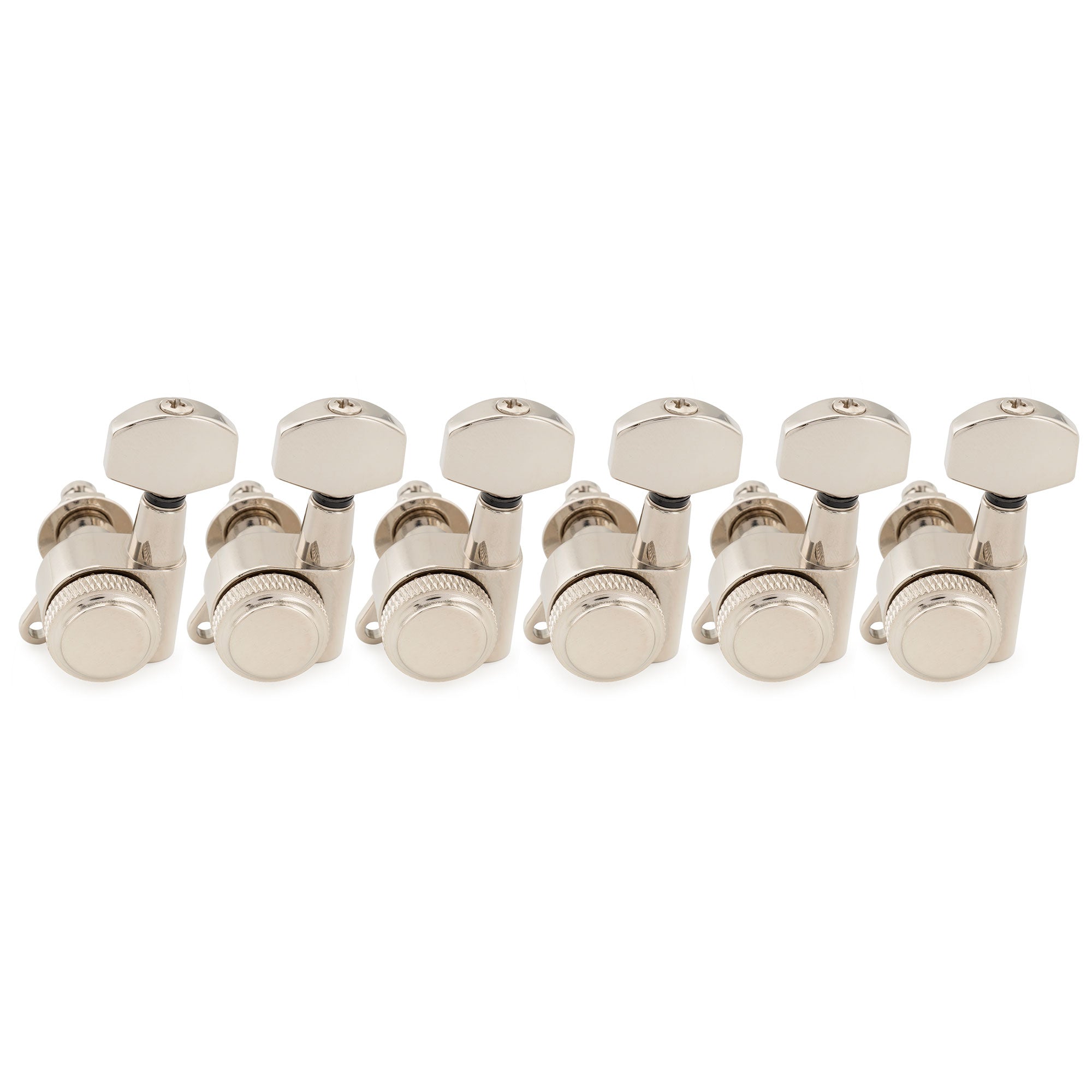 Musiclily Pro R18K Left-Handed 6-in-line 18:1 Ratio Full Sealed Locking Machine Heads Tuners Tuning Pegs Keys with Hex Button 45 Degree Screw for Strat Tele Style Electric Guitar Musiclily Pro