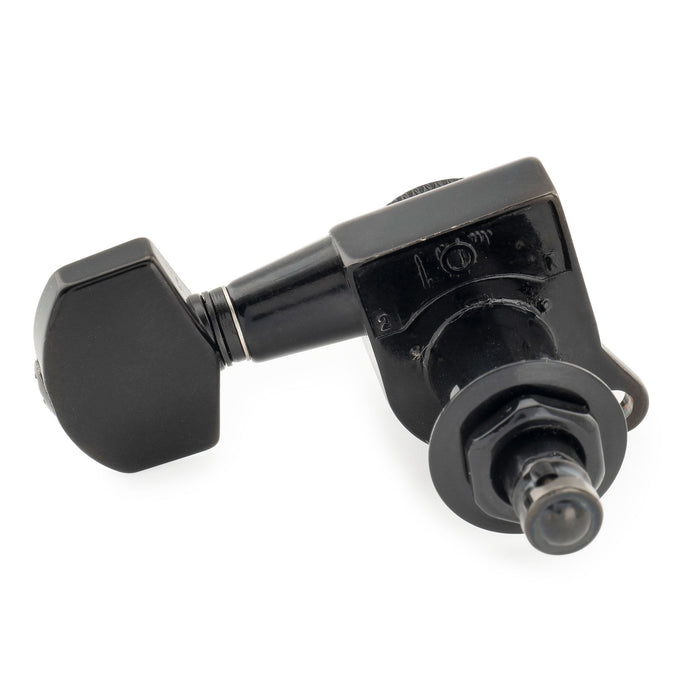 Musiclily Pro R18K 6-in-line 18:1 Ratio Full Sealed Locking Machine Heads Tuners Tuning Pegs Keys with Hex Button 45 Degree Screw for Strat Tele Style Electric Guitar