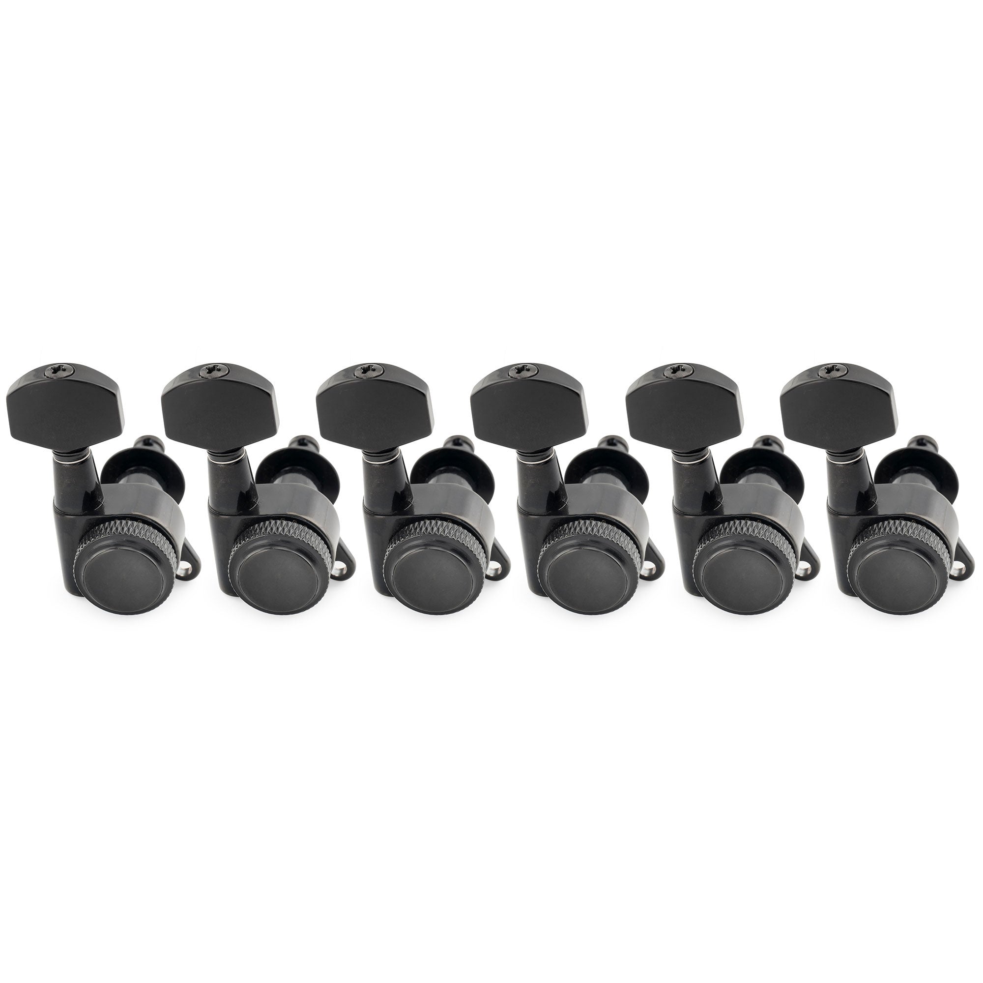 Musiclily Pro R18K 6-in-line 18:1 Ratio Full Sealed Locking Machine Heads Tuners Tuning Pegs Keys with Hex Button 45 Degree Screw for Strat Tele Style Electric Guitar Musiclily Pro